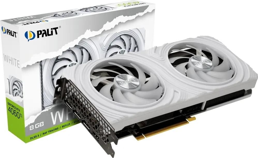 Видеокарта Palit NVIDIA  GeForce RTX 4060TI RTX4060TI DUAL WHITE 8ГБ Dual, GDDR6, Ret [ne6406t019p1-1048l]